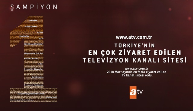 atv'nin internet sitesi, Mart ayında en fazla ziyaret edilen TV kanalı sitesi oldu!