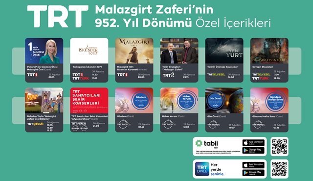TRT, Malazgirt Zaferi’nin 952’nci yıl dönümüne özel içeriklerle kutluyor!