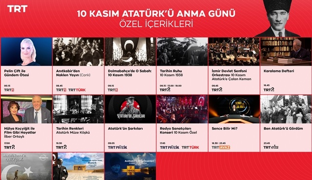 TRT, 10 Kasım'a özel yayınlarla ekrana gelecek!